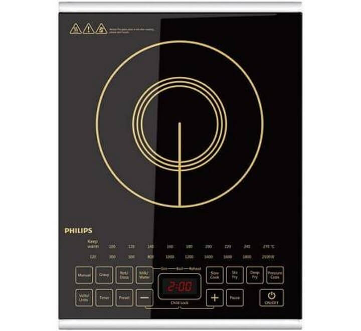 PHILIPS Viva Collection 2100-Watt Glass Induction Cooktop with Sensor Touch Black (HD4938/01)
